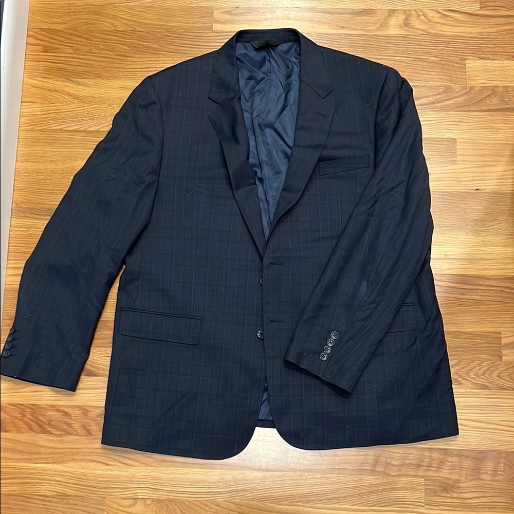 Navy Blue suit with Blazer Structured Shoulders and Notched Lapels and slacks
